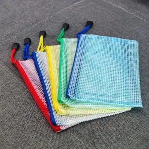 10 Pcs A6 Mesh Zipper Pouches (6.85x4.56) - Assorted Colors, Waterproof Document & Stationery Bags