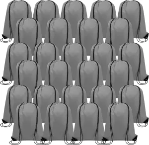 100 Pieces Drawstring Backpack Bags Bulk Back Sack String Bags Cinch Storage Bags for Gym School Travel DIY Gifts (Gray)