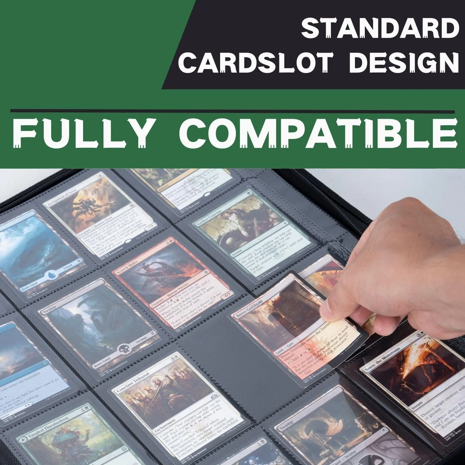 1000  Pockets Trading Card Binder, 16-Pocket Card Ablum Compatible with MTG,Sports Cards & Other Standard Size Trading Card (GREEN)
