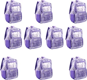 10packs Light Purple clear backpack bookbag for school high medium see through transparent plastic teen otddler girls bulk