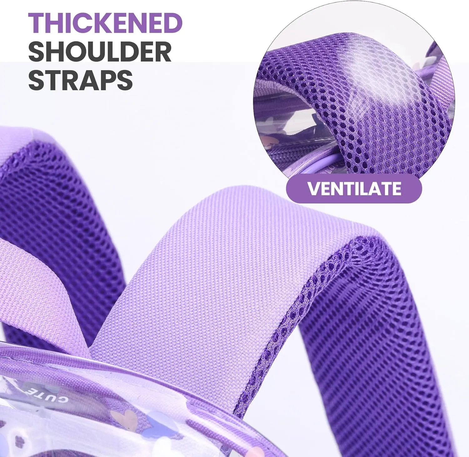 10packs Light Purple clear backpack bookbag for school high medium see through transparent plastic teen otddler girls bulk