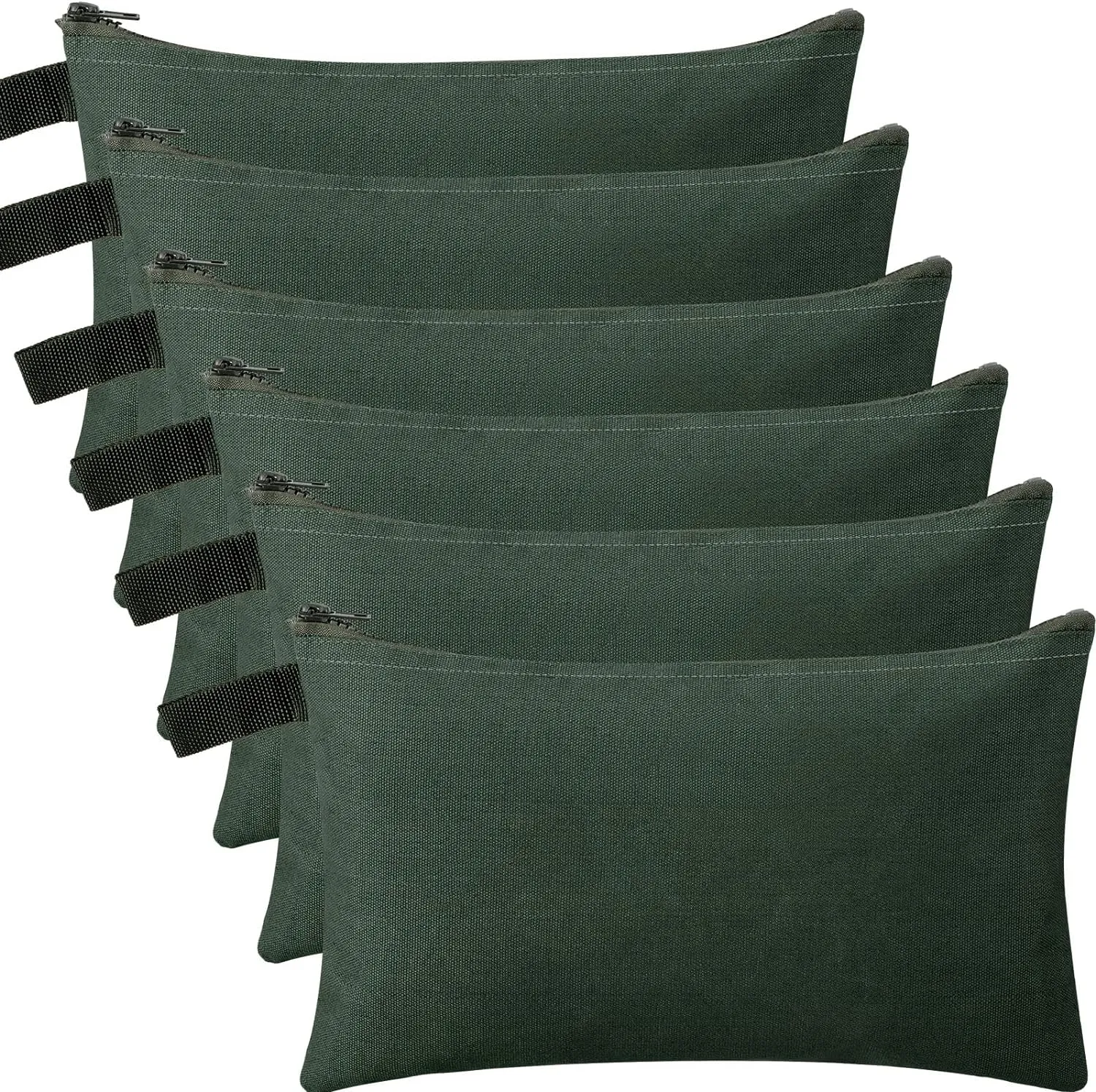 12 Pcs Canvas Tool Bag Pouch 16 oz Heavy Duty Zipper Pouch Bag 11.81 x 7.87 Inch Utility Multipurpose Tote Organizer with Dependable Zipper Storage Organizer for Tool Organization Army Green