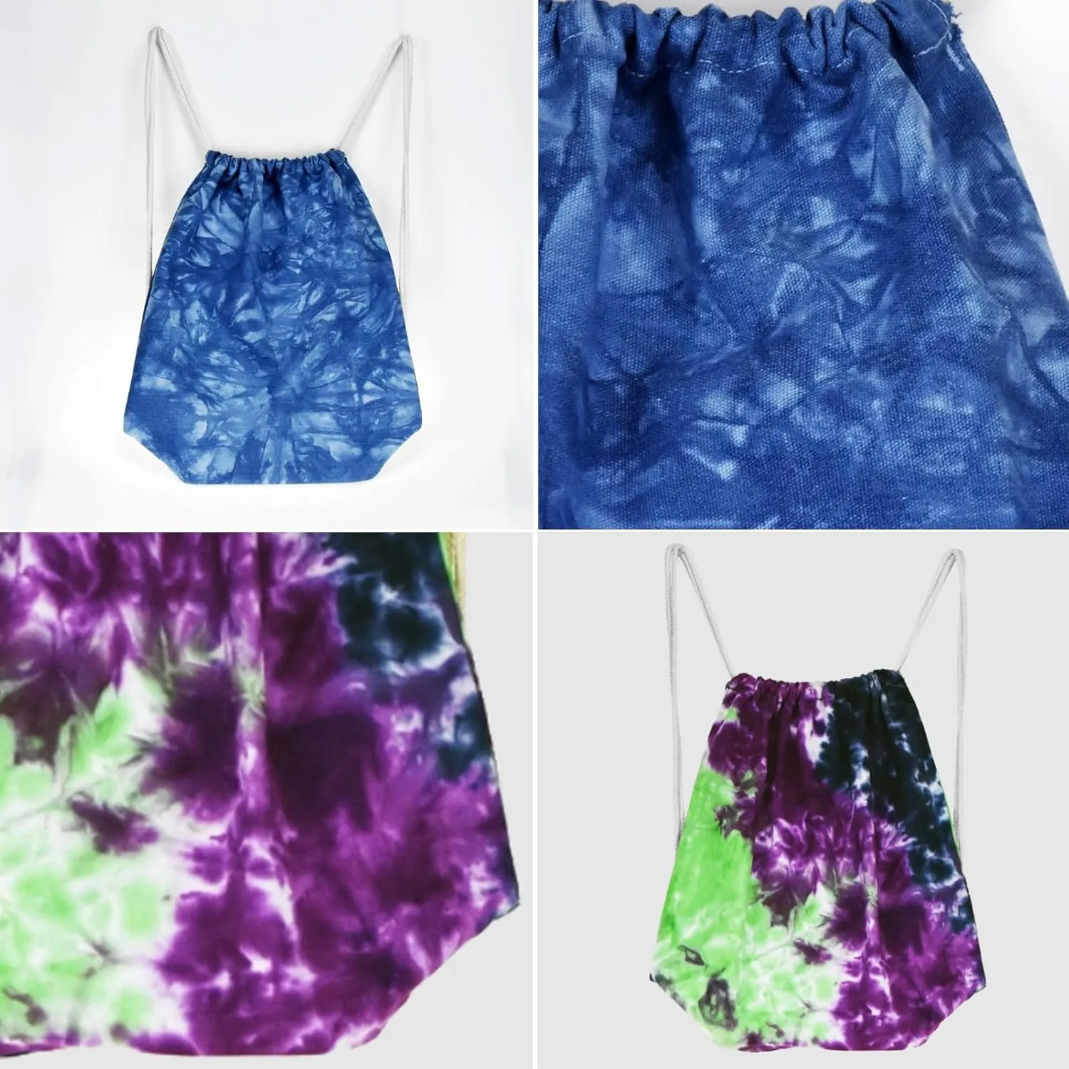 12 Pcs Tie Dye Cotton Drawstring Bags White Sublimation Blank Backpack Drawstring Tote DIY Items for Party Favors Tie Dying