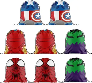 12 Pieces Super hero Candy Drawstring Bag Super hero Drawstring Goodie Favor Bags for Super hero Cartoon Birthday Party Decorations(10.6 x 13.3 Inch)