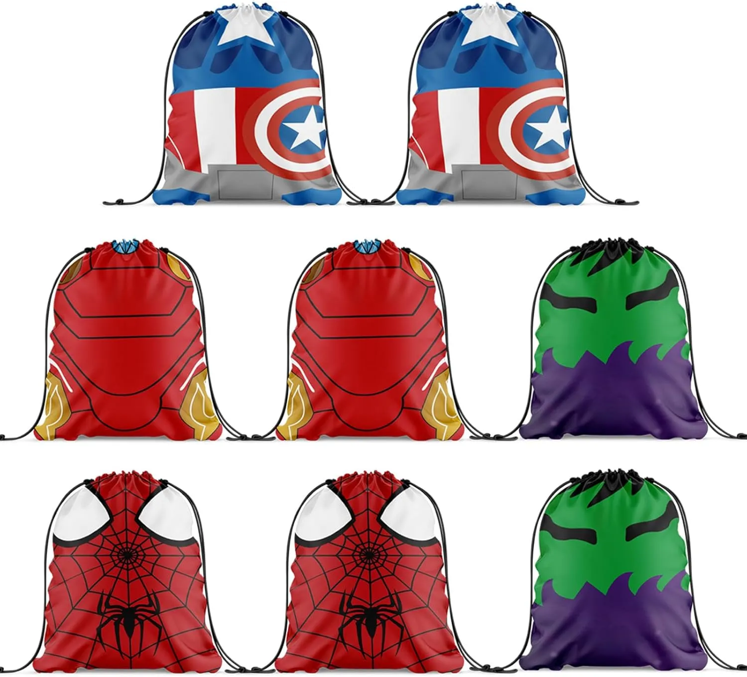 12 Pieces Super hero Candy Drawstring Bag Super hero Drawstring Goodie Favor Bags for Super hero Cartoon Birthday Party Decorations(10.6 x 13.3 Inch)