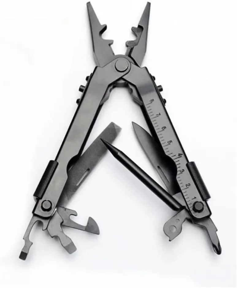 13 in 1 Portable Multifunction Tool Pliers Screwdrivers ire Stripper Folding Plier Pocket Cutter EDC Combination Tools for Outdoor Camping Fishing (Matte Black)
