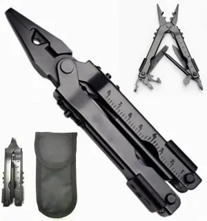 13 in 1 Portable Multifunction Tool Pliers Screwdrivers ire Stripper Folding Plier Pocket Cutter EDC Combination Tools for Outdoor Camping Fishing (Matte Black)