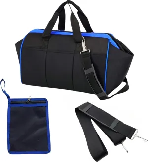 13in Wide-Mouth Tool Bag, Tool Bag With 6 Pockets Outside and 8 Pockets Inside(Black and Blue)