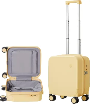 14 Inch Underseat Luggage Personal Item Carry on Suitcase, Mixi Spinner Wheels Hardshell Lightweight Rolling Suitcases Yellow PC with Cover & TSA Lock for Short Travel