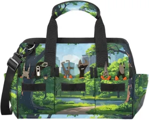 15 Inch Tool Bag 14-Pockets Tool Box Organizer for Men Green Highway Tool Tote Bag Waterproof Toolbox with Shoulder Strap Heavy Duty Garden Tool Organizer for Mechanic