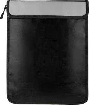 15"x11" Fireproof Waterproof Document Bag (2000℉) - Dual Pockets with Waterproof Zippers & Reflective Strips for Legal Contracts, Medical Files, Cash Storage (Black)