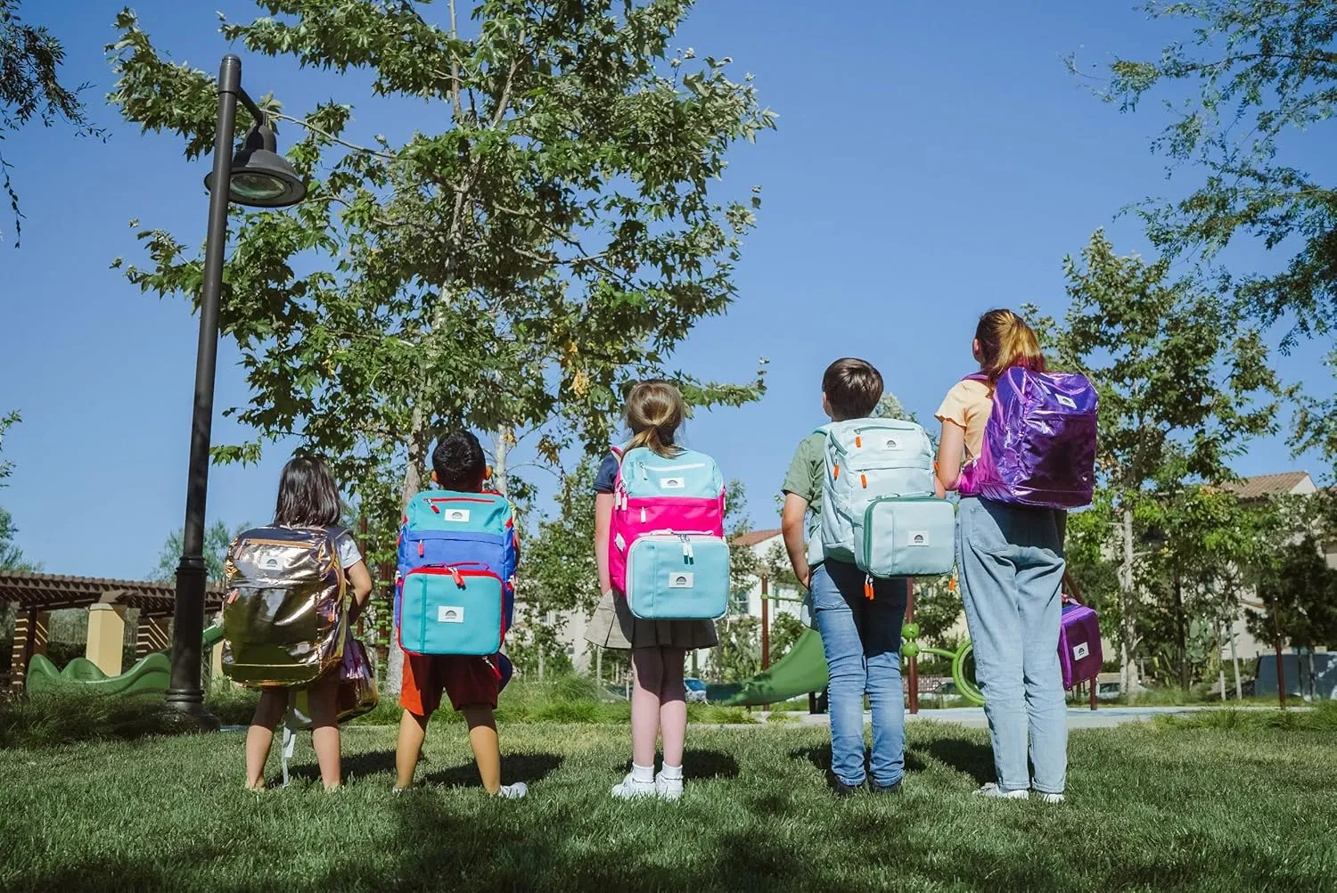 16" Kid's Backpack for Girls and Boys Age 6  with Padded, and Adjustable Shoulder Straps. Fits for Height 3'9" Above Kids (Metallic Lilac)