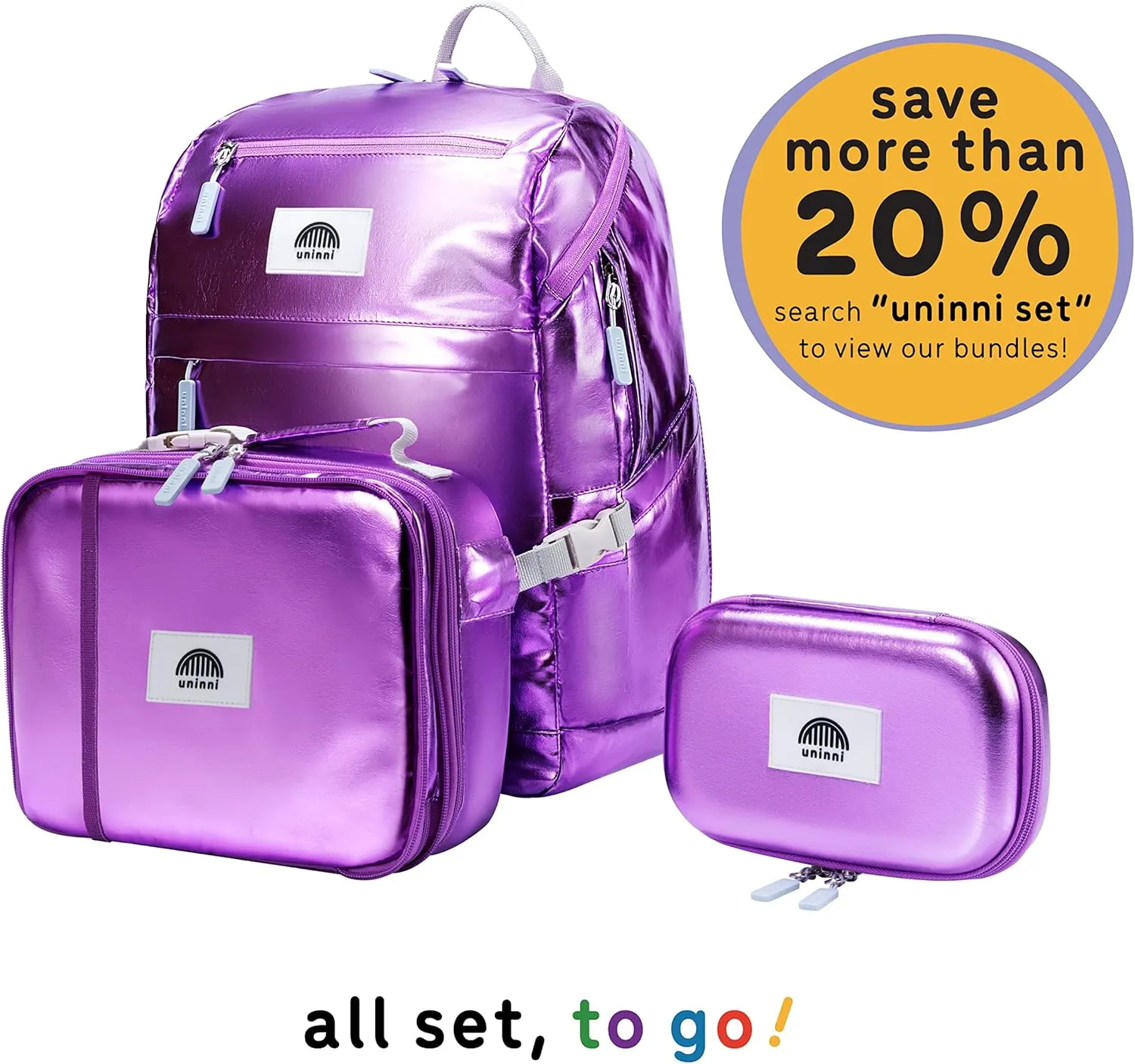 16" Kid's Backpack for Girls and Boys Age 6  with Padded, and Adjustable Shoulder Straps. Fits for Height 3'9" Above Kids (Metallic Lilac)