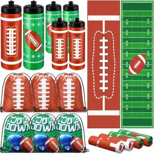 18 Pcs Sports Party Favors Basketball Soccer Water Bottle Baseball Softball Cooling Towel 6 Sports Water Bottle 6 Ice Towel 6 Drawstring Bag Football Volleyball Towel for Team Gift