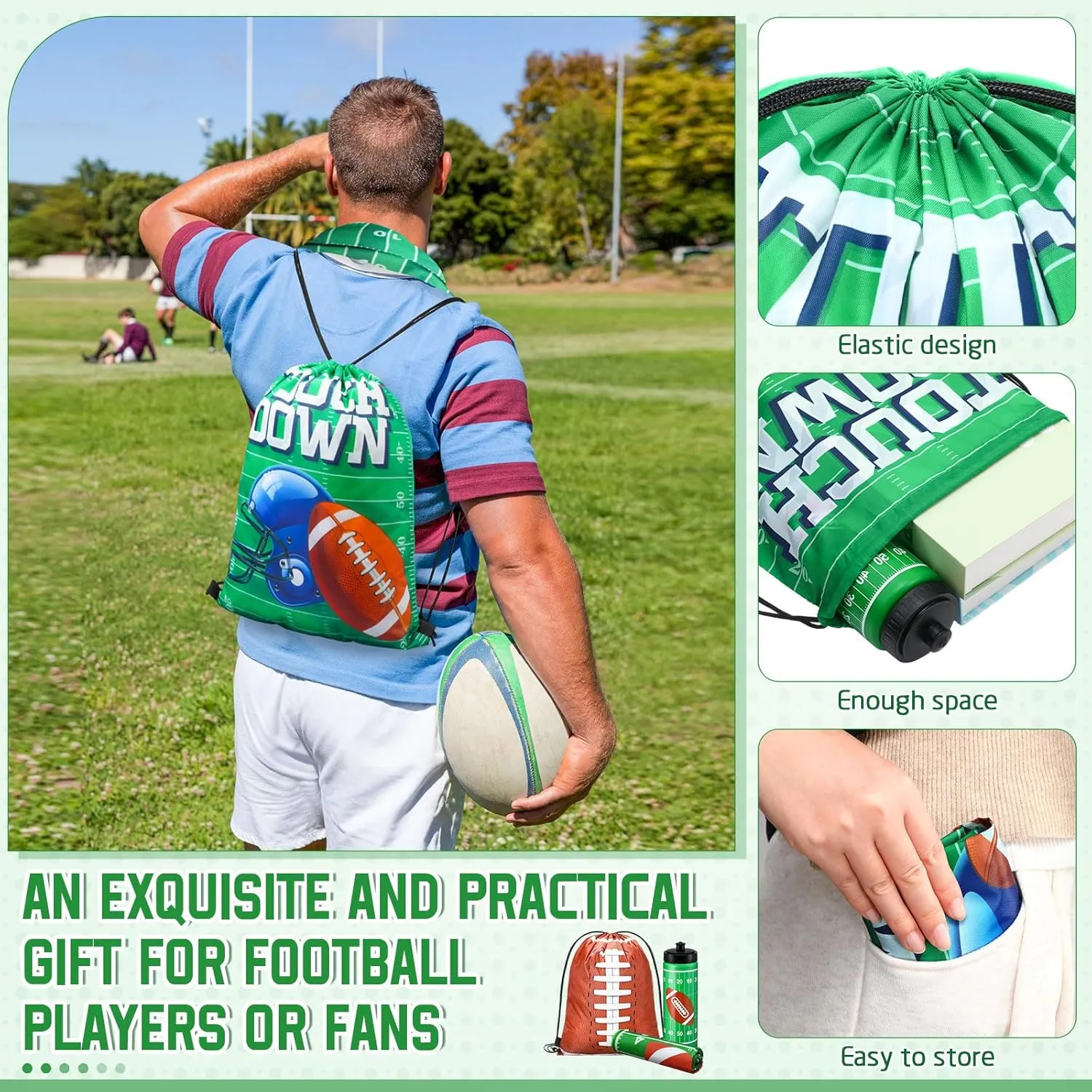 18 Pcs Sports Party Favors Basketball Soccer Water Bottle Baseball Softball Cooling Towel 6 Sports Water Bottle 6 Ice Towel 6 Drawstring Bag Football Volleyball Towel for Team Gift
