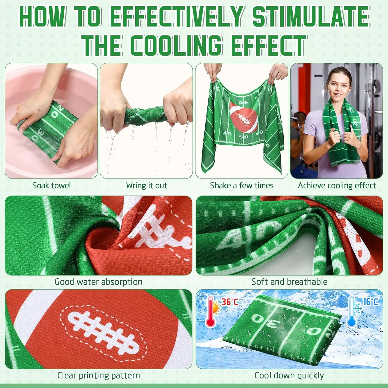 18 Pcs Sports Party Favors Basketball Soccer Water Bottle Baseball Softball Cooling Towel 6 Sports Water Bottle 6 Ice Towel 6 Drawstring Bag Football Volleyball Towel for Team Gift
