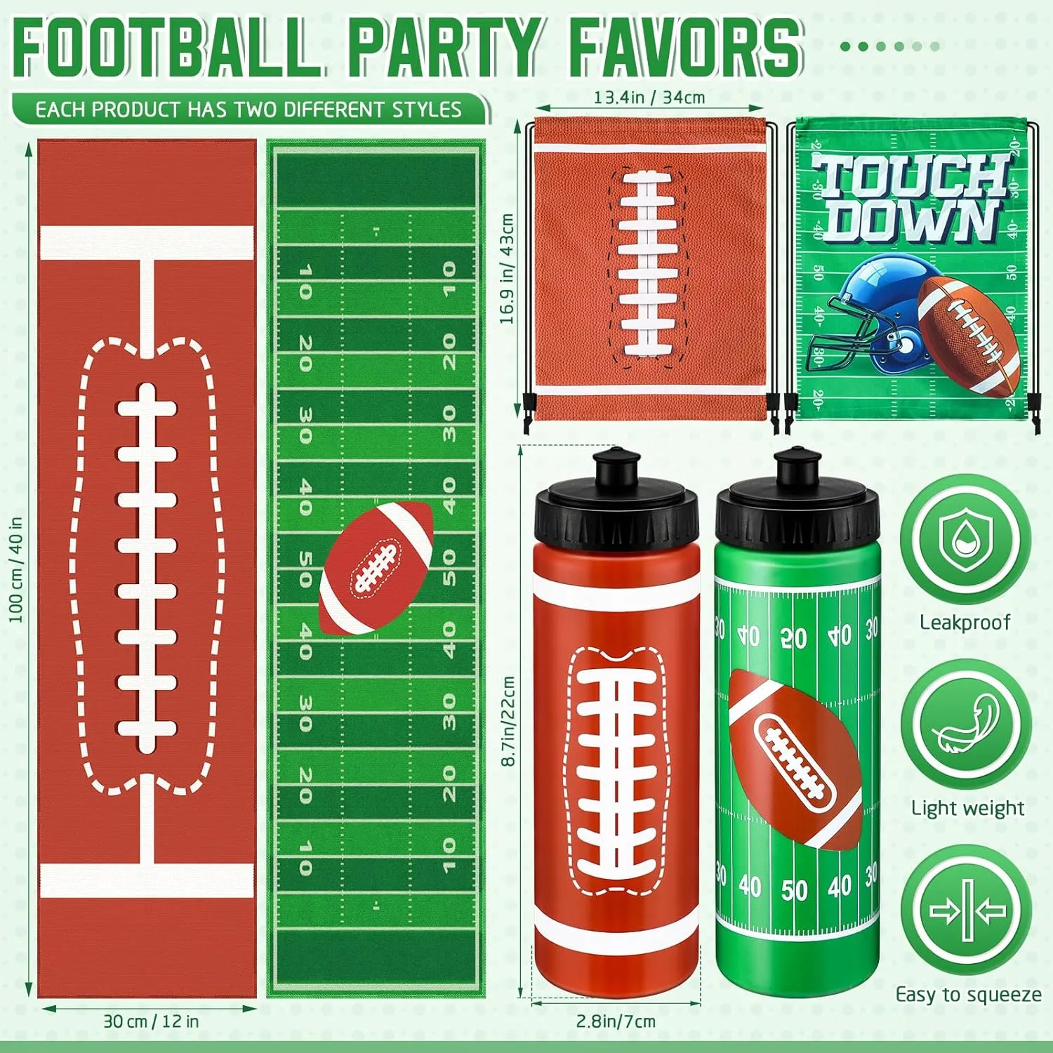 18 Pcs Sports Party Favors Basketball Soccer Water Bottle Baseball Softball Cooling Towel 6 Sports Water Bottle 6 Ice Towel 6 Drawstring Bag Football Volleyball Towel for Team Gift