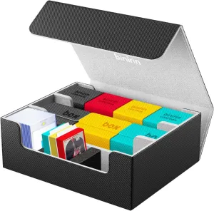 1800  Magnetic Trading Card Case, Fits Deck Boxes - PU Leather Card Case for MTG, Yugioh, TCG & Sports Cards (Black)
