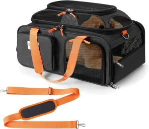 19x13x9 TSA Approved top Expandable pet Carrier for Small Dog Puppy cat up to 12-15 lbs Weight and 18.5'' Length, for Southwest Allegiant Spirit Canada Airlines