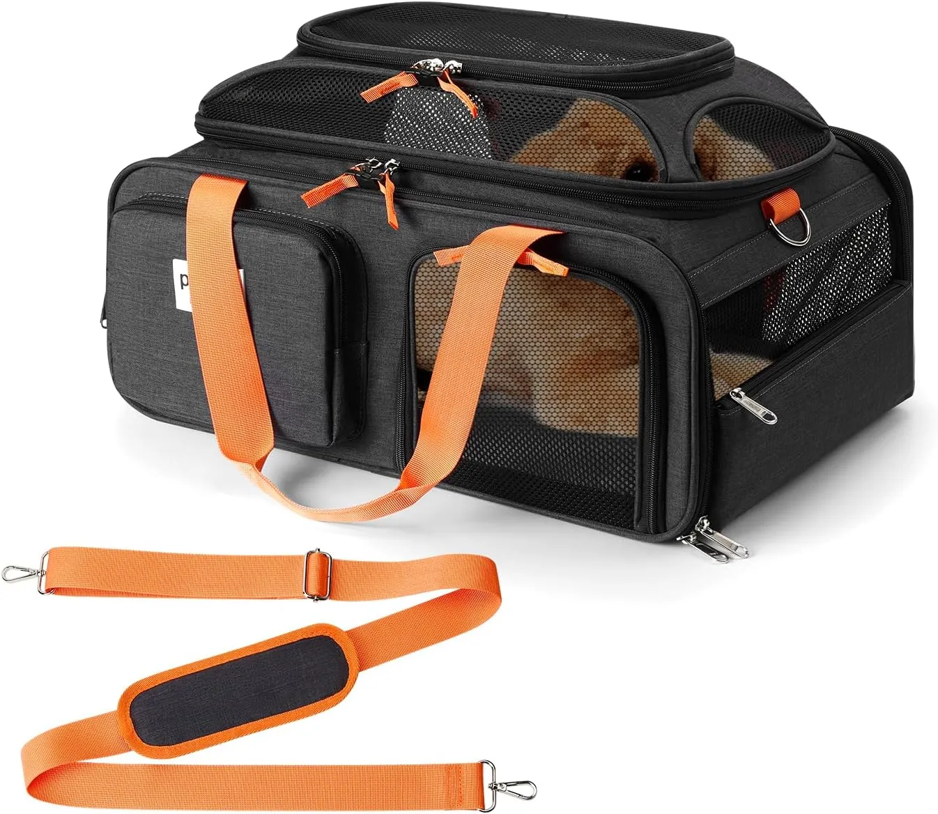 19x13x9 TSA Approved top Expandable pet Carrier for Small Dog Puppy cat up to 12-15 lbs Weight and 18.5'' Length, for Southwest Allegiant Spirit Canada Airlines