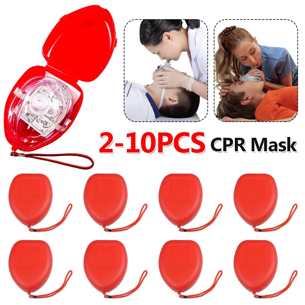 2-10PCS Professional CPR Mask with One-Way Valve for First Aid and Emergency Rescue