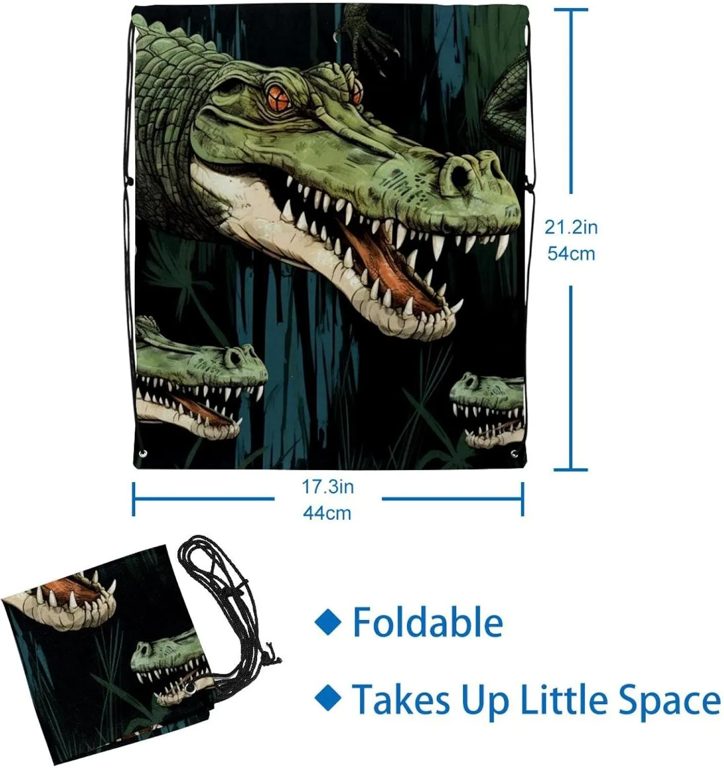 2 Pcs Crocodile Drawstring Backpack Bag Sport Gym Sack pack