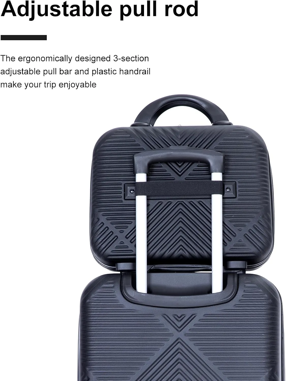 2 Piece Carry on Luggage Set, Airline Approved 20 Inch Luggage with Cosmetic Case HardShell Suitcase with Spinner Wheels, Lightweight Durable Hardside Suitcases Set, Dark Black