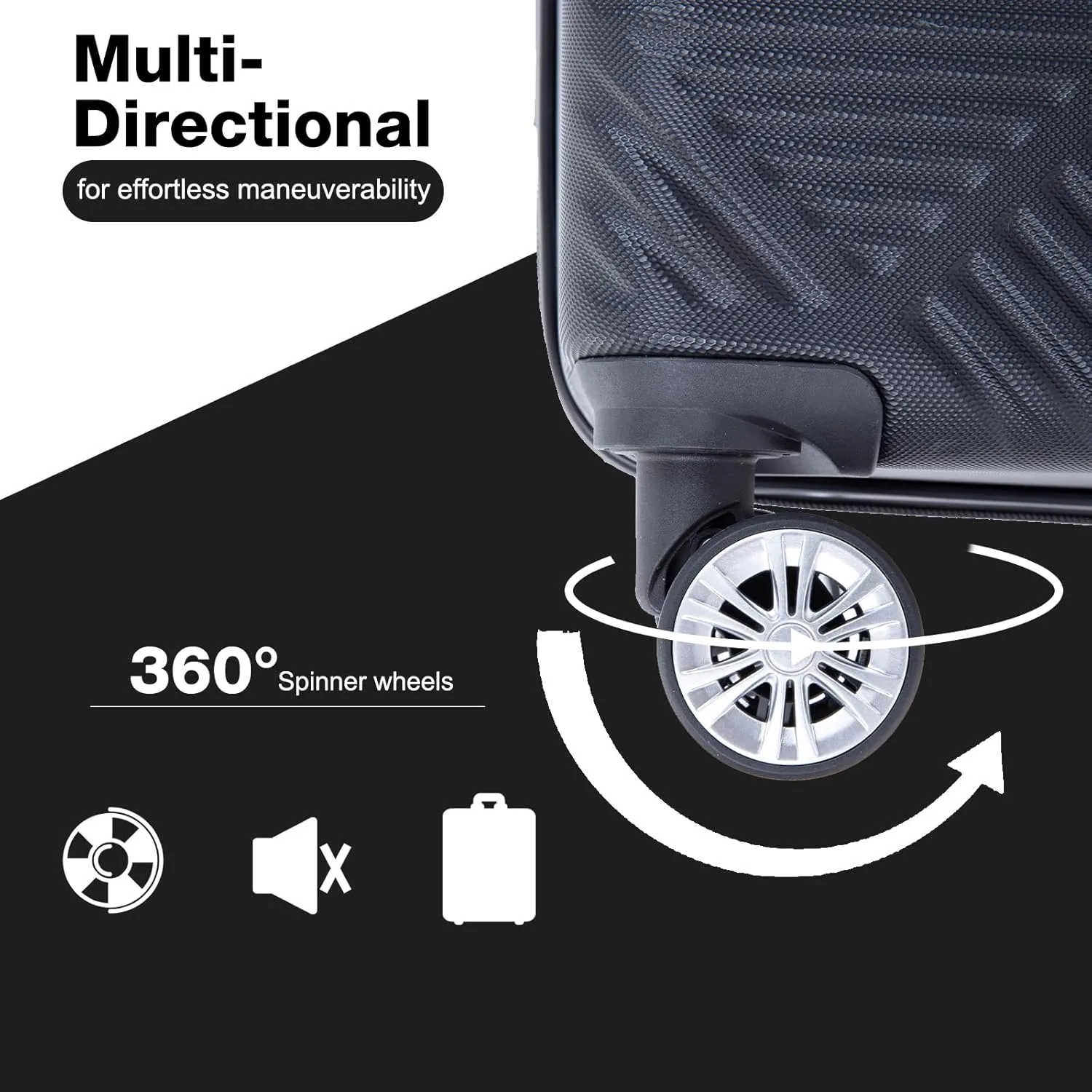2 Piece Carry on Luggage Set, Airline Approved 20 Inch Luggage with Cosmetic Case HardShell Suitcase with Spinner Wheels, Lightweight Durable Hardside Suitcases Set, Dark Black