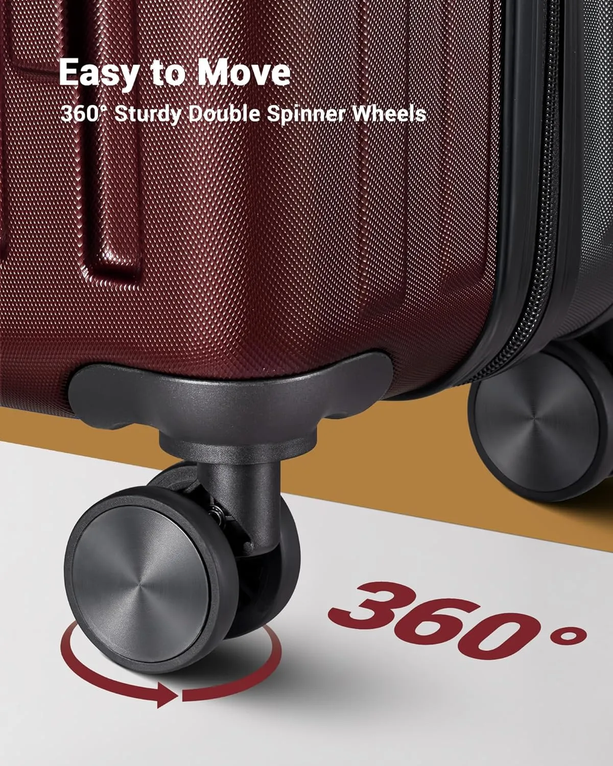 2 Piece Luggage Set, Hardside Lightweight Suitcase Sets with Double Spinner Wheels airline-approved carry-on luggage (20/28inch, Red&Black)