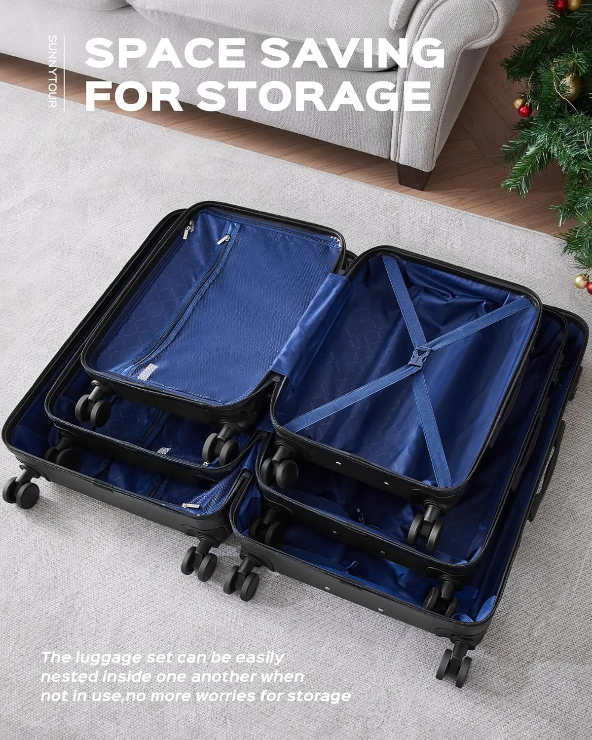 2 Piece Luggage Set, Hardside Lightweight Suitcase Sets with Spinner Wheels airline-approved carry-on luggage (20/28inch, Black)