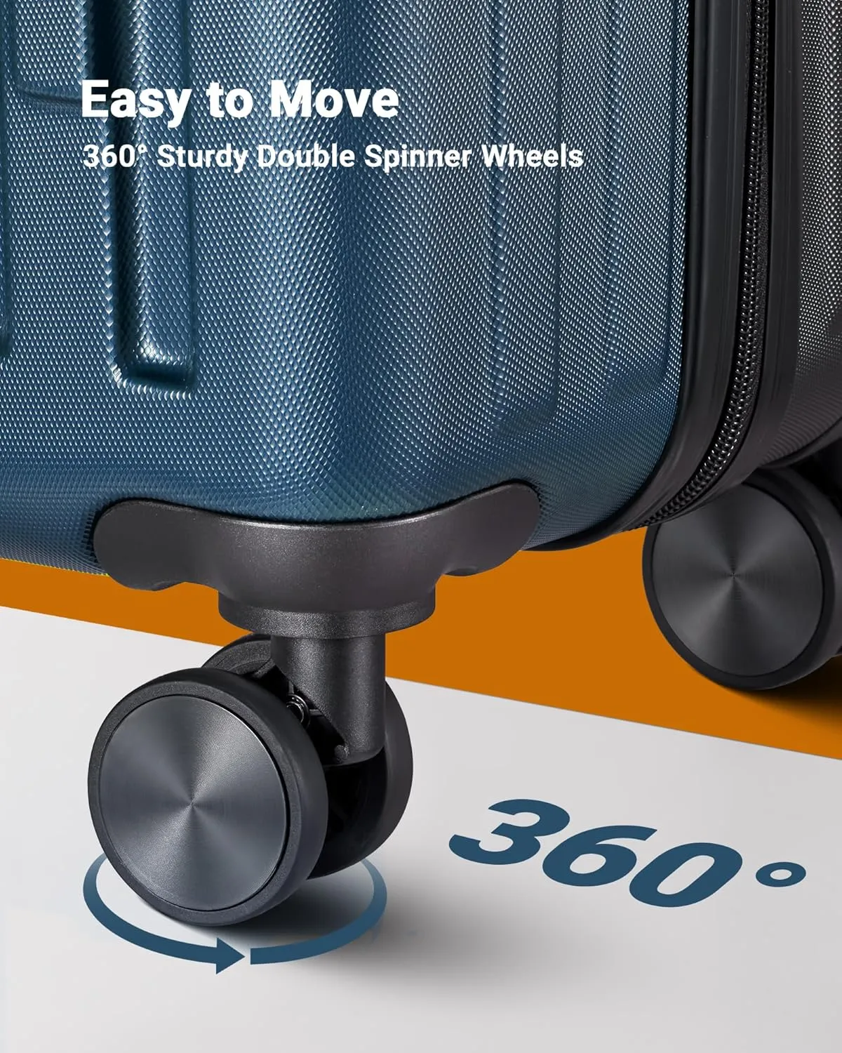 2 Piece Luggage Set, Hardside Lightweight Suitcase Sets with Spinner Wheels airline-approved carry-on luggage (20/28inch, Blue&Black)