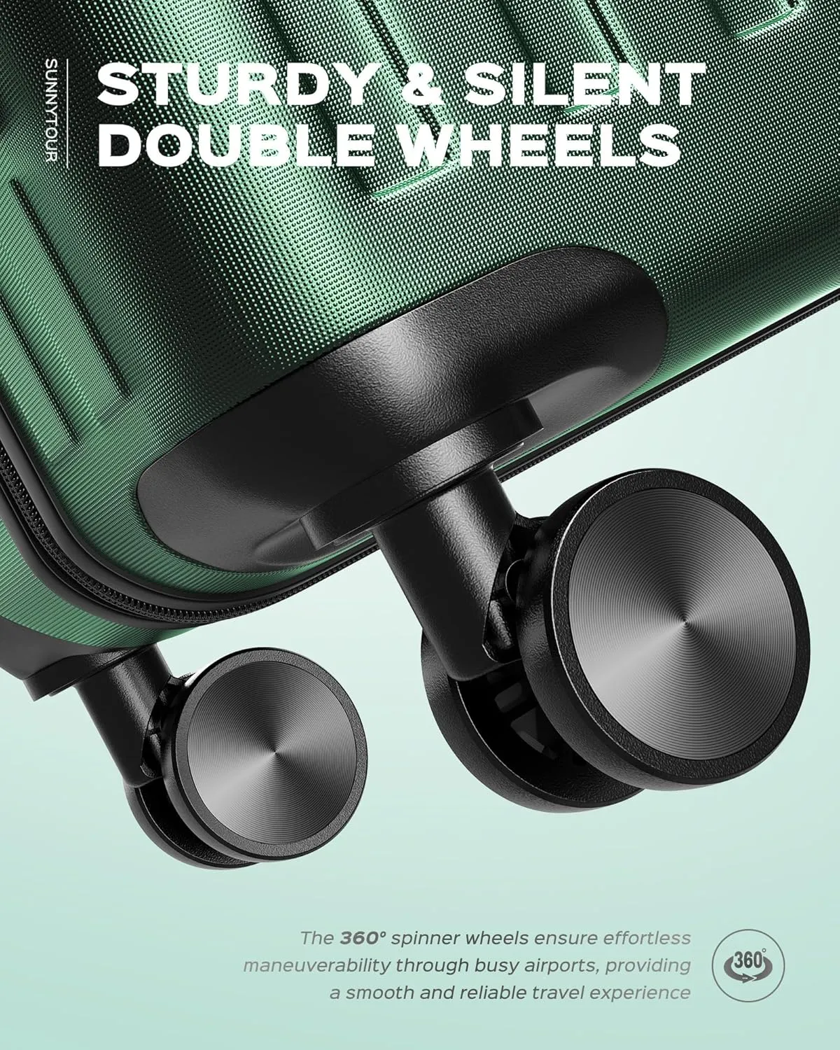 2 Piece Luggage Set, Hardside Lightweight Suitcase Sets with Spinner Wheels airline-approved carry-on luggage (20inch/28inch, Green)