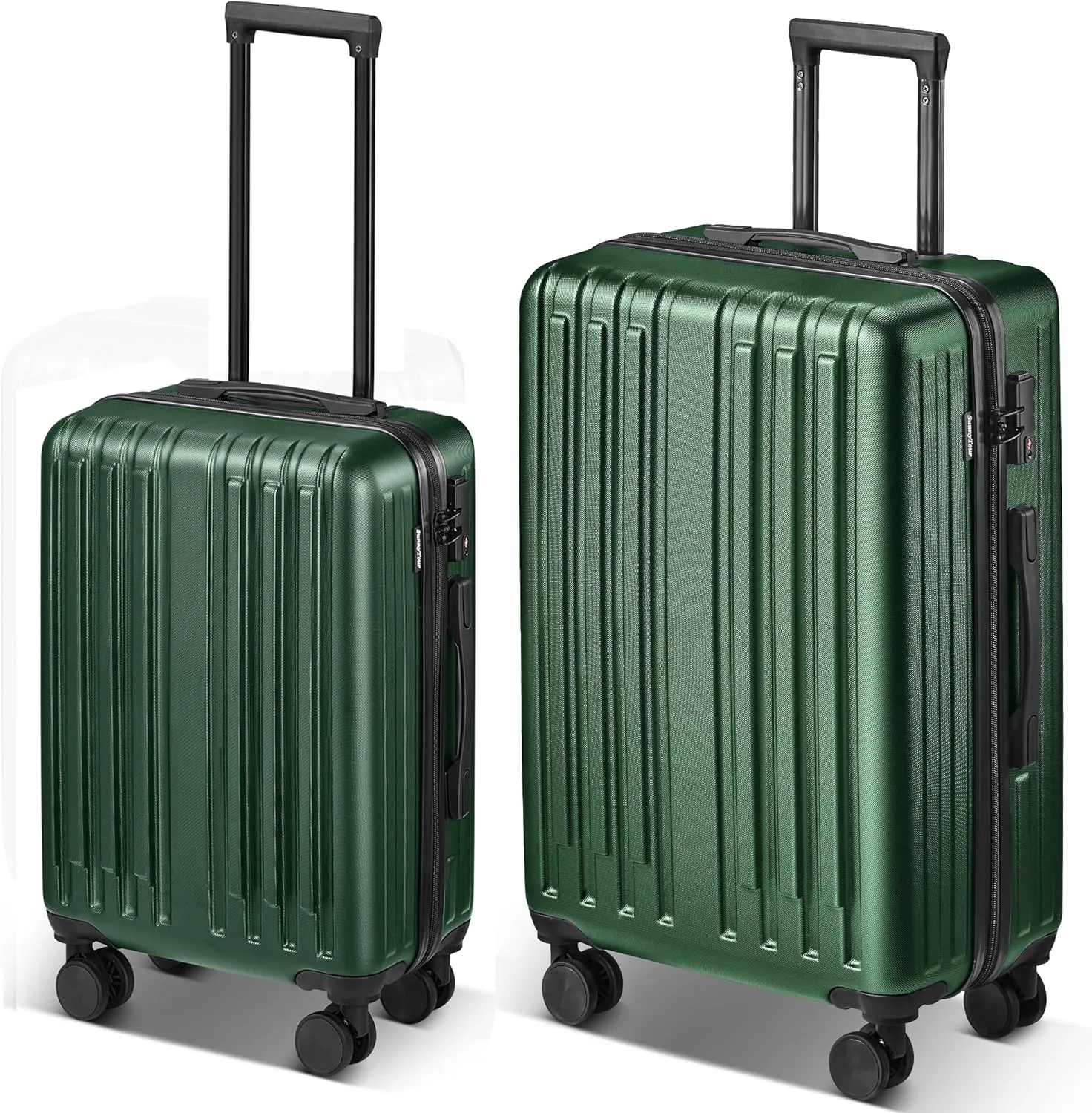 2 Piece Luggage Set, Hardside Lightweight Suitcase Sets with Spinner Wheels airline-approved carry-on luggage (20inch/28inch, Green)