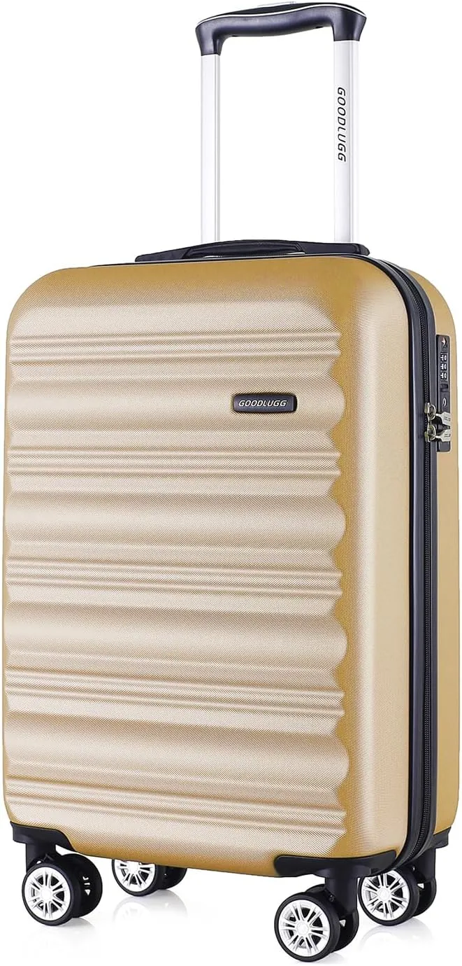20-Inch Carry-on Luggage with Spinner Wheels and TSA Lock, Airline Approved Lightweight Hardside Suitcase for Travel, Hardshell Suit Case, 20", Champagne