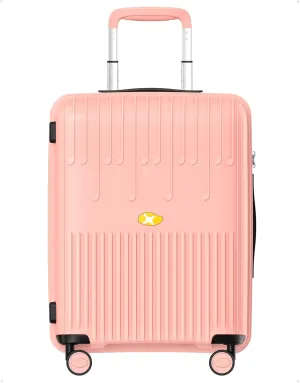 20 Inch PP Carry-on Luggage with Spinner Wheels and TSA Lock, Airline Approved Lightweight Hardside Suitcase for Travel, Hard Shell Suitcase for Men Women, 20", Pink