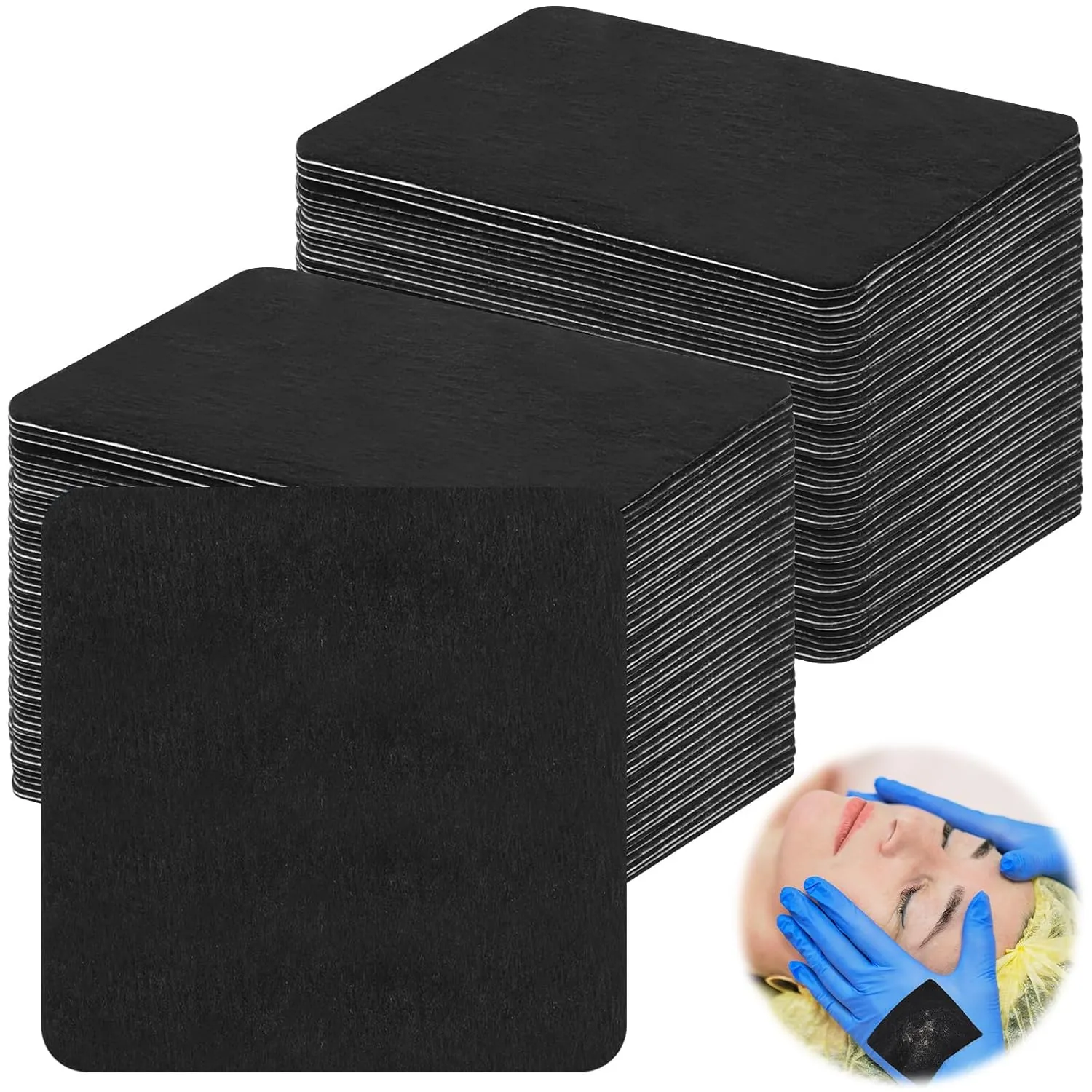 200 Pcs Dermaplaning Blade Wiping Pads on Gloves Dermaplane Razor Wipes Hair Remover for Women Men Face Eyebrows Shaver Dermaplaning Tool Esthetician Supplies, Black