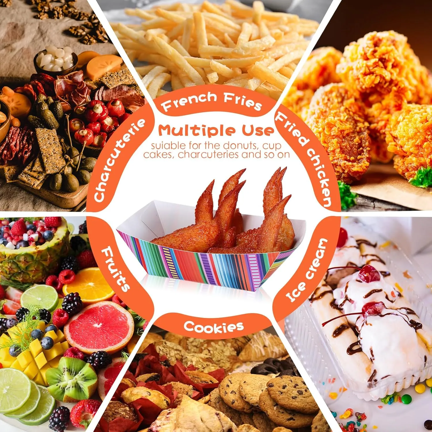 200 Pcs Mexican Nacho Trays Disposable Food Trays Fiesta Party Decorations Assembled Paper Snack Trays Taco Boats for Candy Hot Dog Cinco De Mayo Birthday Mexican Party Supplies (2 lb)