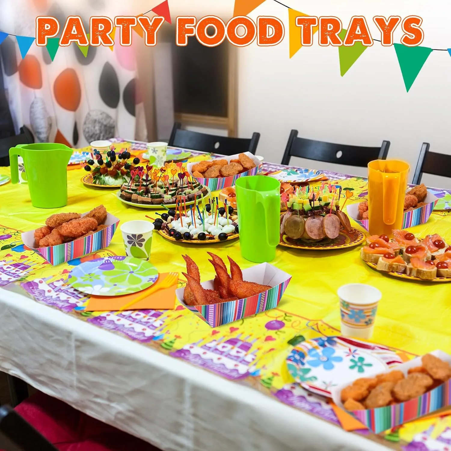 200 Pcs Mexican Nacho Trays Disposable Food Trays Fiesta Party Decorations Assembled Paper Snack Trays Taco Boats for Candy Hot Dog Cinco De Mayo Birthday Mexican Party Supplies (2 lb)