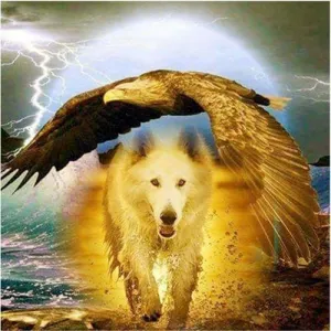 2019 Hot Sale Full Square Wolf Eagle Portrait Diamond Stitch Beads VM1959