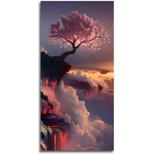 2019 Hot Sale Pink Trees On Top Of The Mountain Diamond Cross Stitch Kits VM1053