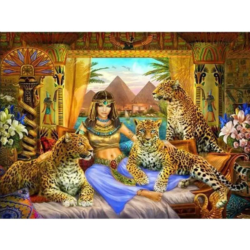 2019 Hot Sale Wall Decor Leopard Beauty And Animal 5d Cross Stitch Kits VM8415