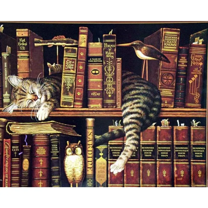 2019 New Hot Sale The Cat Sleeping On Shelf Diamond Cross Stitch Kits VM1052