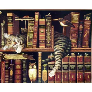 2019 New Hot Sale The Cat Sleeping On Shelf Diamond Cross Stitch Kits VM1052