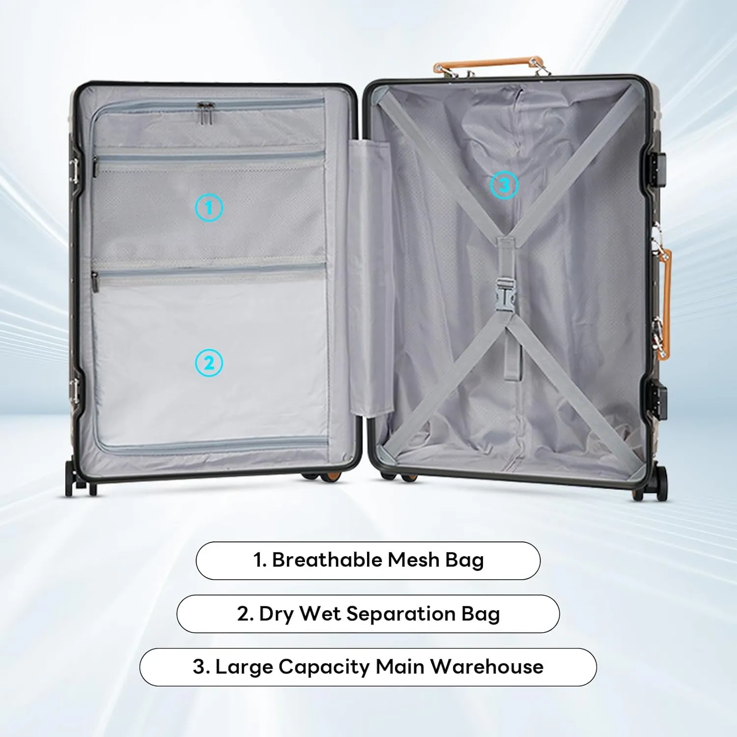 22 inch carry on luggage suitcase locks tsa approved Hardside Lightweight Suitcase with Cup Holder TSA Lock Carry On Luggage with USB Port Phone Holder suitcases with 360° 8 Double Spinner Wheels
