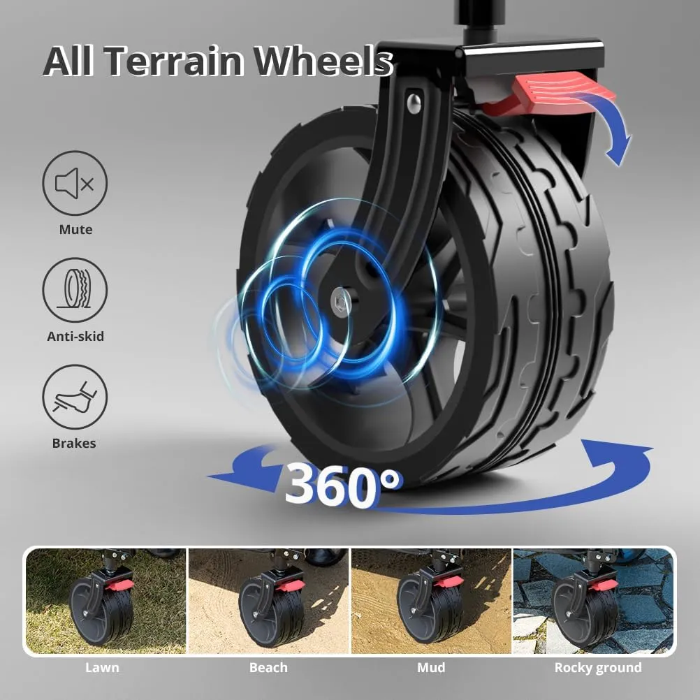220L Collapsible Wagon with Big Wheels - Heavy Duty Utility Foldable Cart, All-Terrain Wheel & Drink Holders Portable Grocery Carts for Outdoor, Travel, Camping, Beach, Garden,Fishing