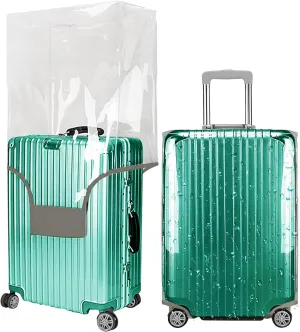 24 Inch Full Clear PVC Luggage Cover, 0.4mm Thick Heavy-Duty Waterproof, Dustproof, Anti-Scratch Suitcase Cover, Luggage Covers for Suitcase TSA Approved, Fits 23"-25" Wheeled Luggage