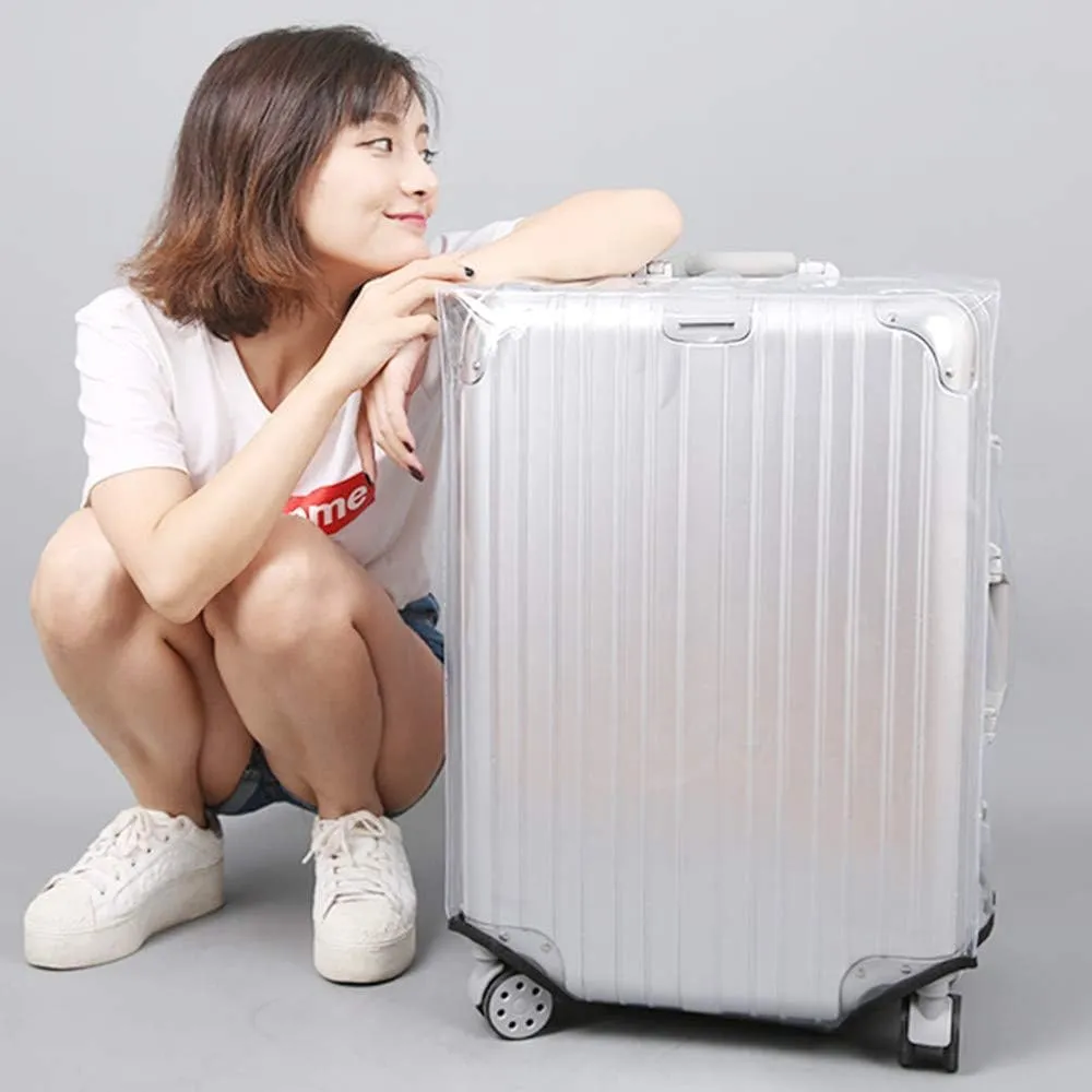 24 Inch Full Clear PVC Luggage Cover, 0.4mm Thick Heavy-Duty Waterproof, Dustproof, Anti-Scratch Suitcase Cover, Luggage Covers for Suitcase TSA Approved, Fits 23"-25" Wheeled Luggage