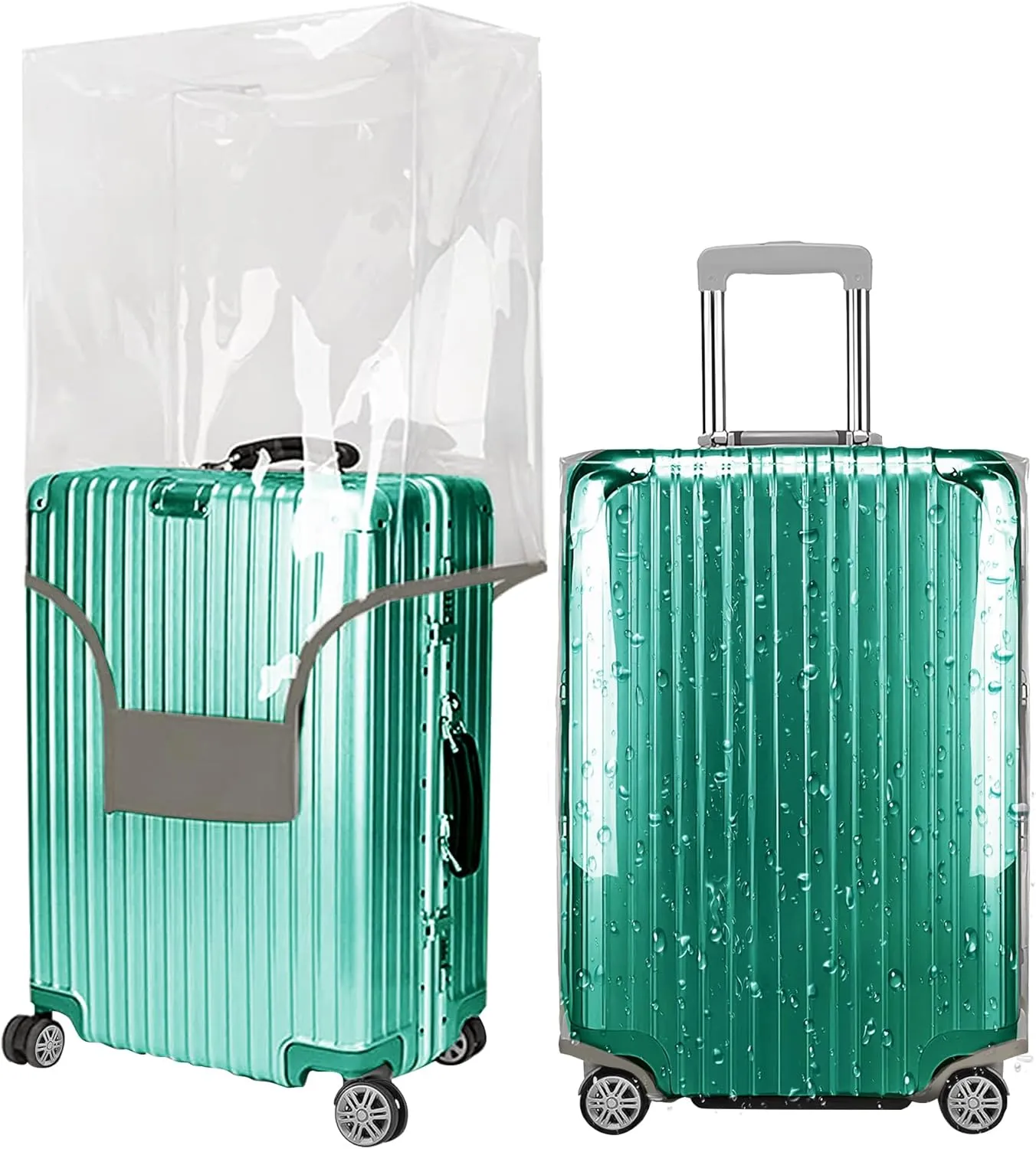 24 Inch Full Clear PVC Luggage Cover, 0.4mm Thick Heavy-Duty Waterproof, Dustproof, Anti-Scratch Suitcase Cover, Luggage Covers for Suitcase TSA Approved, Fits 23"-25" Wheeled Luggage