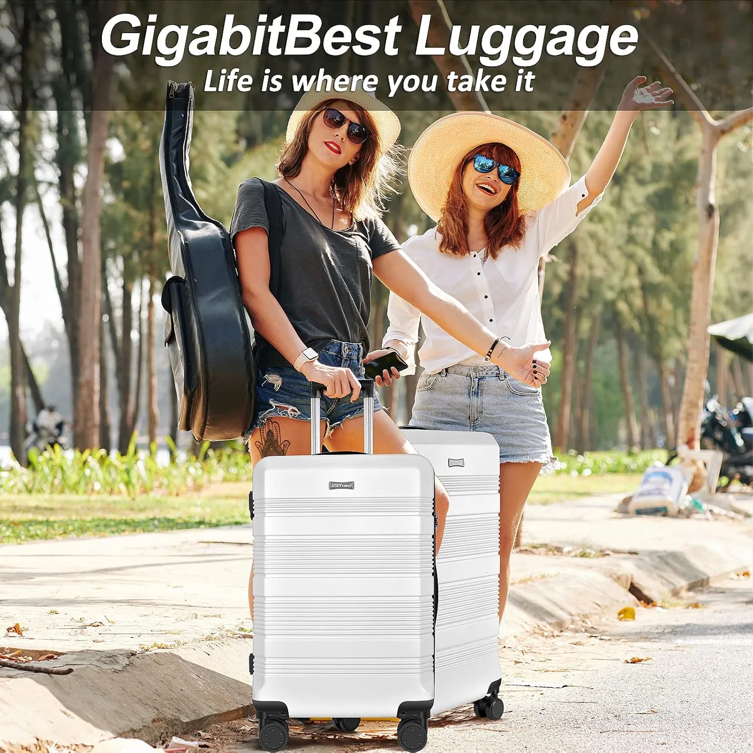24 Inch Luggage, Lightweight ABS PC Hard Shell Suitcases with TSA Lock, 24 Inch Checked Luggage with Spinner Wheels (Arctic White)