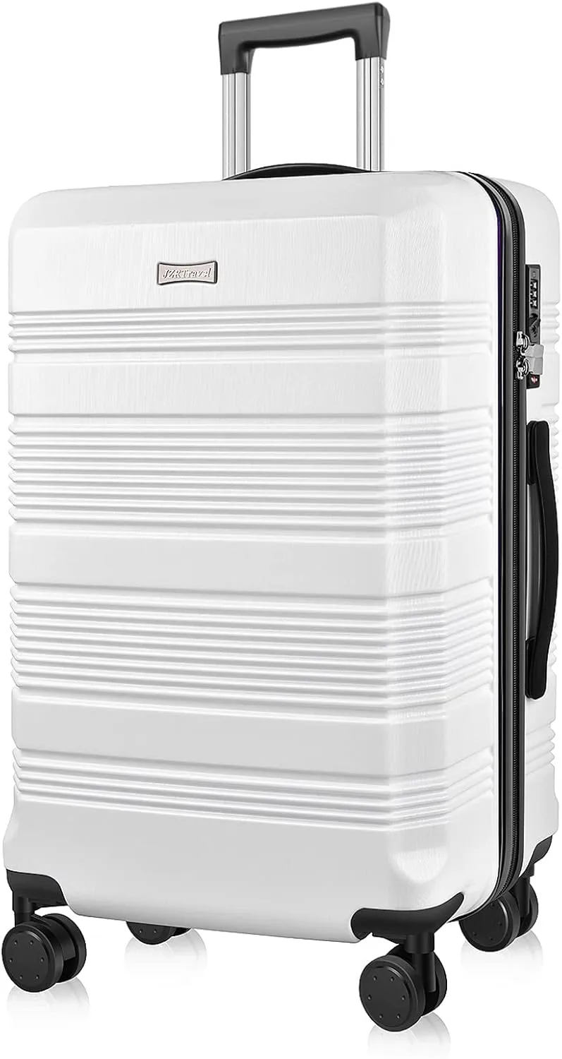 24 Inch Luggage, Lightweight ABS PC Hard Shell Suitcases with TSA Lock, 24 Inch Checked Luggage with Spinner Wheels (Arctic White)